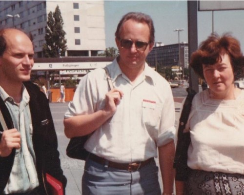 Berlin Zachodni, 1981. Od lewej prof. Jacek Waluk, prof. Josef Michla, prof. Anna Grabowska.